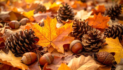 autumn leaves with water drops