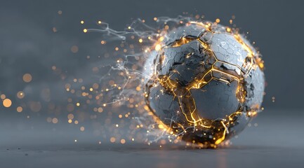 Fractured sphere erupting with energy