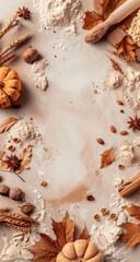 Autumn Baking Ingredients Frame, Flatlay, Kitchen, Fall