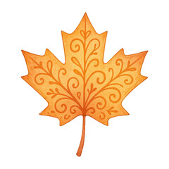 Fototapeta premium PNG Ornate autumn leaf illustration design.