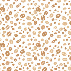 Obraz premium A seamless pattern of coffee beans and droplets for beverage and food related designs