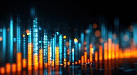 Abstract data visualization with orange and teal columns