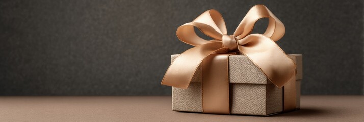 Beige gift box with gold ribbon