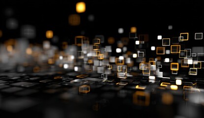Abstract digital landscape of squares and light