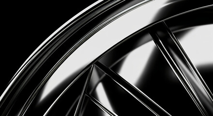 Abstract view of chrome metal structure, showing complex shapes and high contrast lighting.
