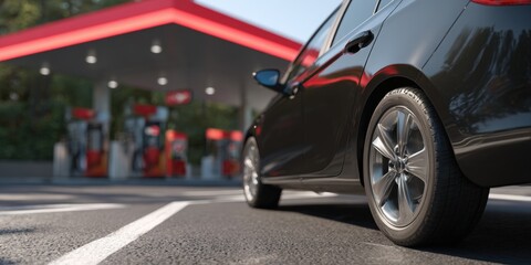 Black car at a gas station (1)