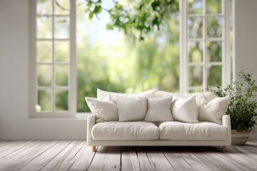 Bright, airy living room with a view