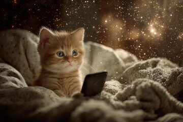 Adorable kitten finds joy in smartphone adventures. Economic performance drop. Market indicators are falling fast showing economic weakness. Economic data analysis. Market weakness signs.