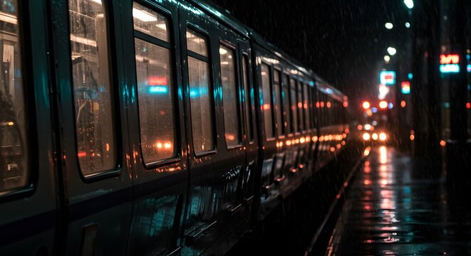 Rainy Night at the Train Station