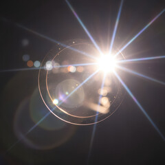 Realistif flares. glowing effect, light effect with sparkle and black background