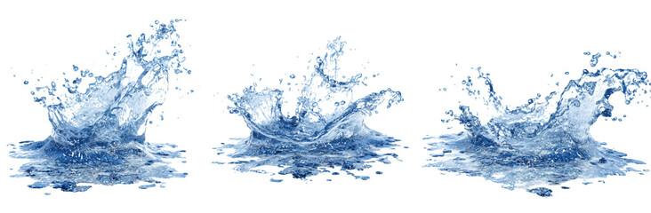 Three dynamic water splashes perfect for product reveals or ads
