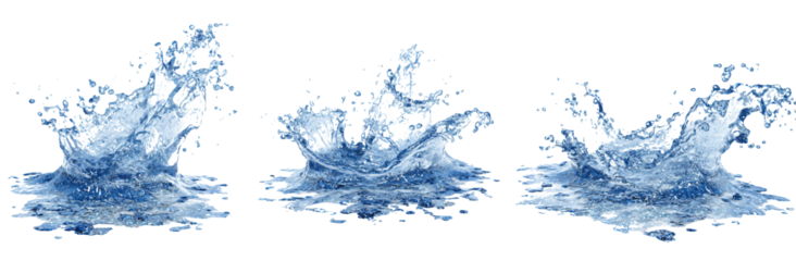 Three dynamic water splashes perfect for product reveals or ads