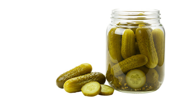 glass jar of pickled cucumbers transparent background 