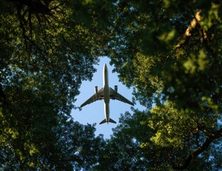 Airplane through leafy canopy