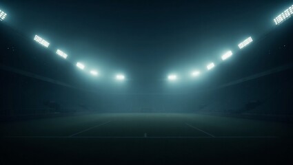 Empty stadium night with spotlights.