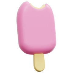 3D Strawberry Bitten Popsicle Ice Cream Icon
