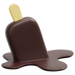 3D Chocolate Stick Ice Cream Melting Icon