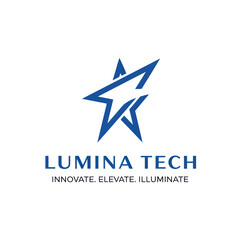 Blue star logo design for Lumina Tech company.