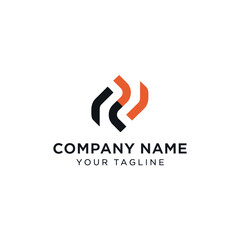 Abstract and modern logo design featuring a stylized shape with orange and black colors.