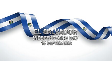 El Salvador Independence Day Ribbon Graphic Design 15 September
