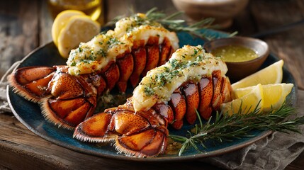 Tasty Lobster Tail Drenched in Flavorful Garlic Butter Drizzle