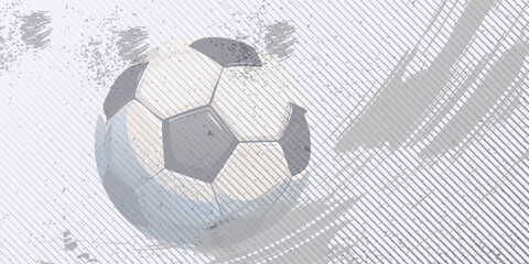 Football themed background in gray tones with abstract meshes and curves, with sport symbols such as a football player and ball