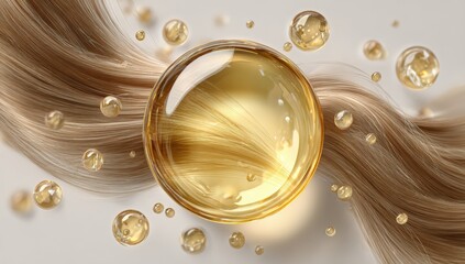 Golden hair serum, glossy drops