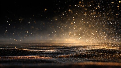 Abstract golden particles on dark surface