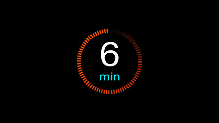 Abstract clock icon illustration. arrow Clock icon Digital and analog clock 6 minutes isolated on black background. and creating a stunning illustration.4k illustration	