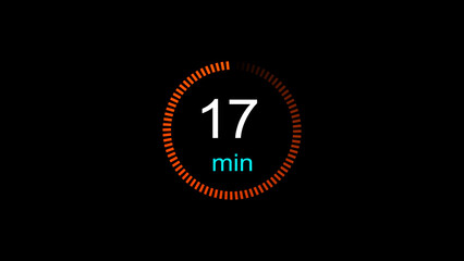 Abstract clock icon illustration. arrow Clock icon Digital and analog clock 17 minutes isolated on black background. and creating a stunning illustration.4k illustration	