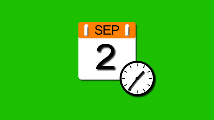 September 2025 year 2 date calendar illustration, on a white background.	