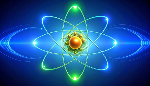 Atomic structure, glowing, abstract design