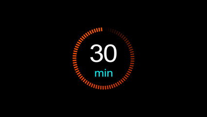 Abstract clock icon illustration. arrow Clock icon Digital and analog clock 30 minutes isolated on black background. and creating a stunning illustration.4k illustration	