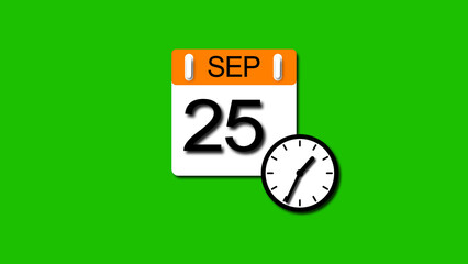 September 2025 year 25 date calendar illustration, on a white background.	
