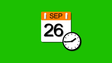 September 2025 year 26 date calendar illustration, on a white background.	