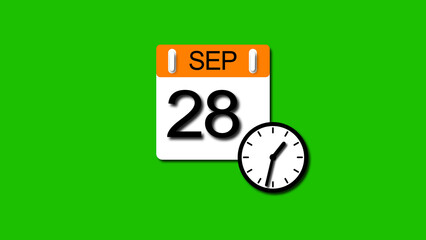 September 2025 year 28 date calendar illustration, on a white background.	