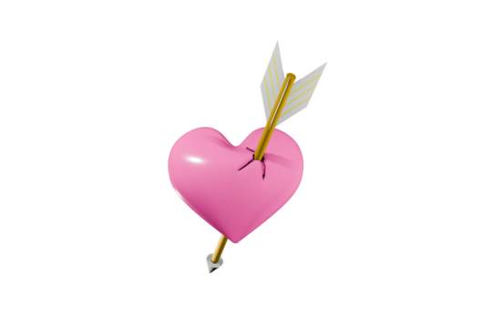 矢に貫かれたピンク色のハート