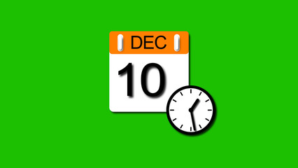 December 10 date 2025 illustration . calendar animation on a black background. and stunning 4k illustration .	