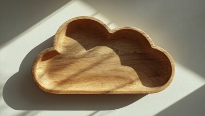 Light-filled cloud-shaped wooden bowl