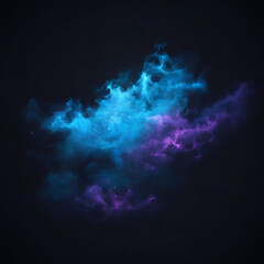 Fototapeta premium The image features a mysterious gradient of blue-dark blue-purple on a black background, creating a cosmic glow effect with soft blue tones merging into deep dark blue and rich purple.