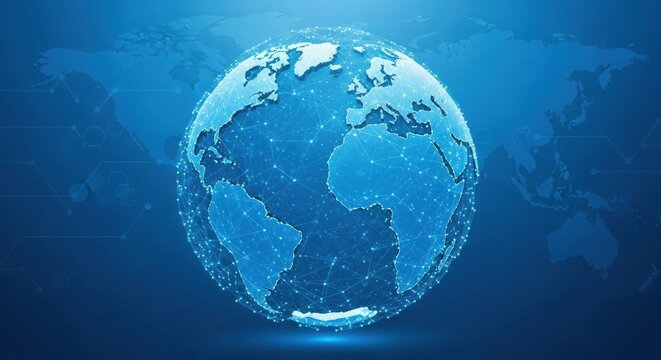 Dynamic global network connecting continents, representing innovation and digital communication.