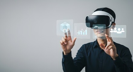 Holographic social media  concept - Illustration of hand pressing play button on a green video player screen with social media icons and notifications