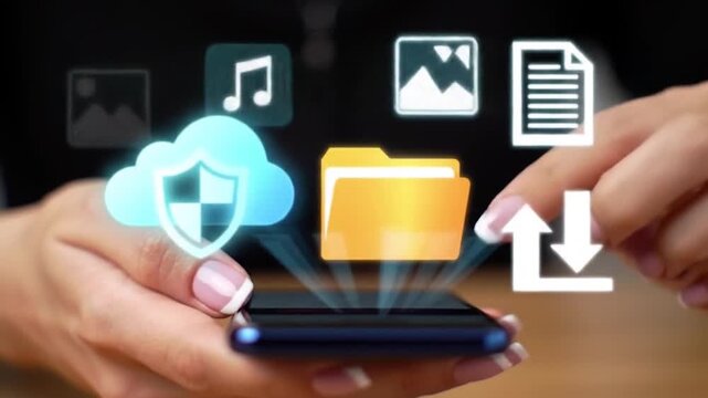 hand holding smartphone with social network icon