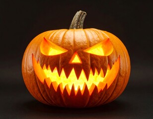 Real Jack O Lantern for halloween isolated on black background