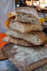 French artisan bakery in Provence, rye and wheat bread and baguettes, France, french bread