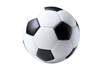 Naklejka premium Classic black and white soccer ball isolated on white background, traditional football for sports game, training, competition, and athletic recreation