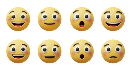 funny memes diverse 3d emoji faces expressing various emotions