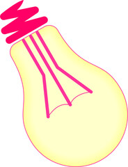 light blub icon with a subtle yellow and purple color combination with transparent background 