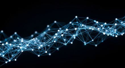 Complex abstract network structure with glowing nodes against a dark backdrop
