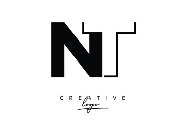 Obraz premium NT Creative Minimalist Negative Space Latter Logo with Modern Monogram for Branding and Business Lettermark Logo with Initial Letters Logo Design for Branding.